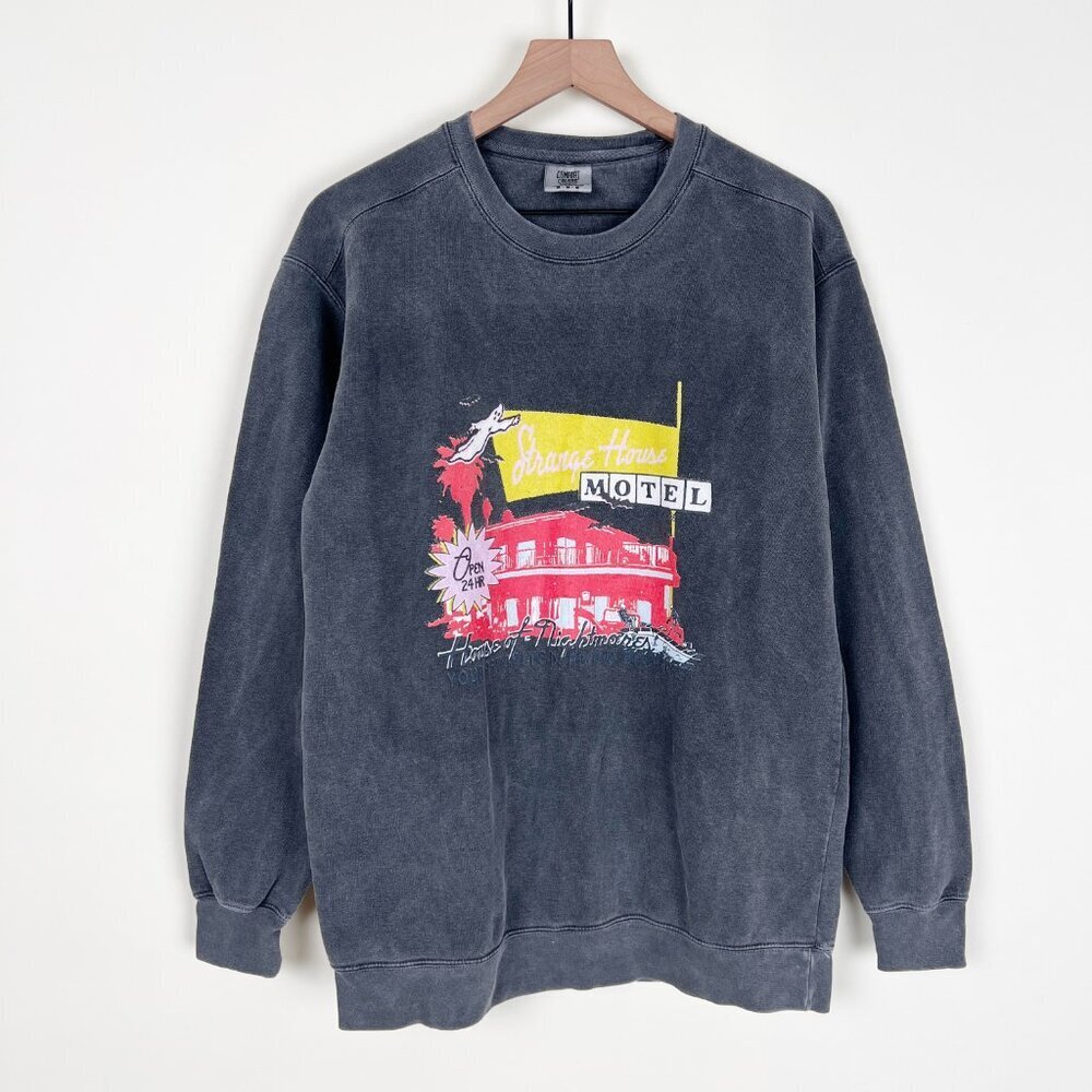 Retro Halloween Graphic Oversized Sweatshirt Haunted House Vintage Inspired - M